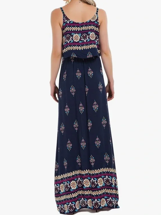 Boho Floral Navy Maxi Dress - Picture 2 of 2